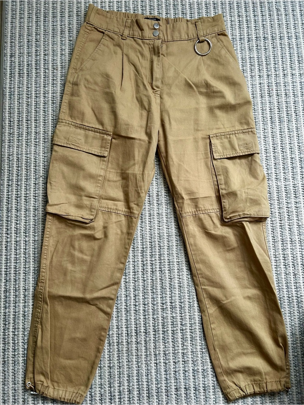 Bershka Tan Utility Cargo Pants with Ring Detail